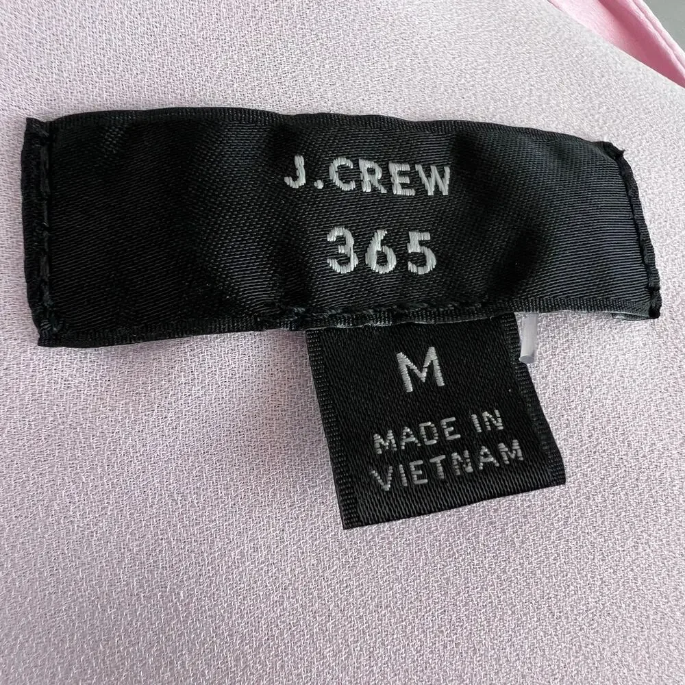 J. Crew 365 Drapey Cap-Sleeve Top Light Pink Slit Front Blouse Bib Front H8094 M